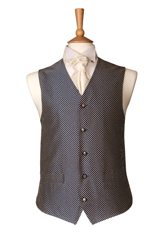 Super Discount Blue Check Diamond Wedding Prom Waistcoat - Ex Hire