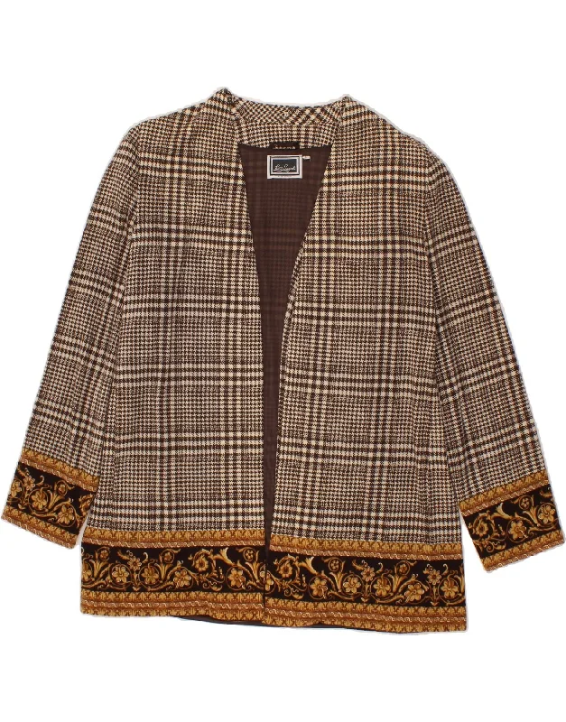 Extra Discount LUISA SPAGNOLI Womens Open Blazer Jacket UK 16 Large Brown Houndstooth