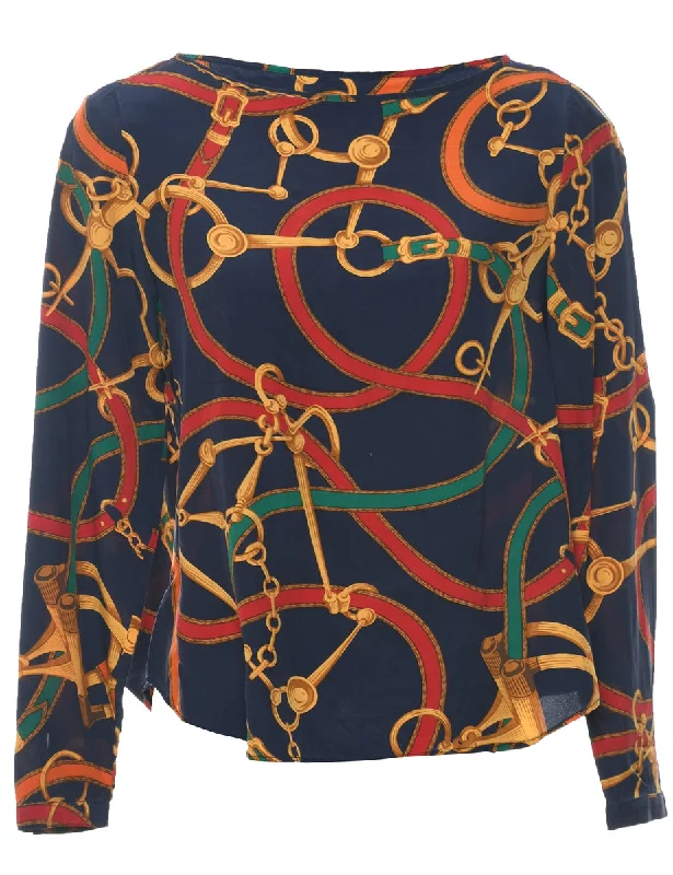 Closeout Deal Silk Ralph Lauren Printed Top - M
