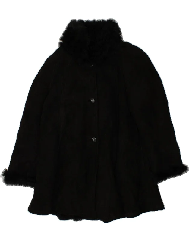 Weekend Shopping Made Better VINTAGE Womens Oversized Shearling Coat EU 40 Medium Black Shearling Weekend Shopping Made Better VINTAGE Womens Oversized Shearling Coat EU 40 Medium Black Shearling