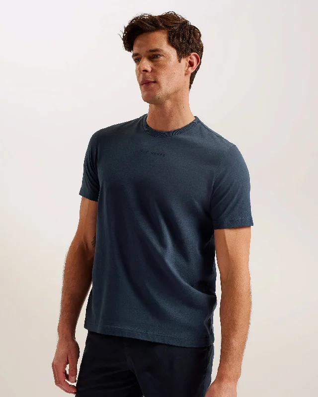 Weekend Discounts to Savor Wiskin Branded Regular Fit T-Shirt Navy