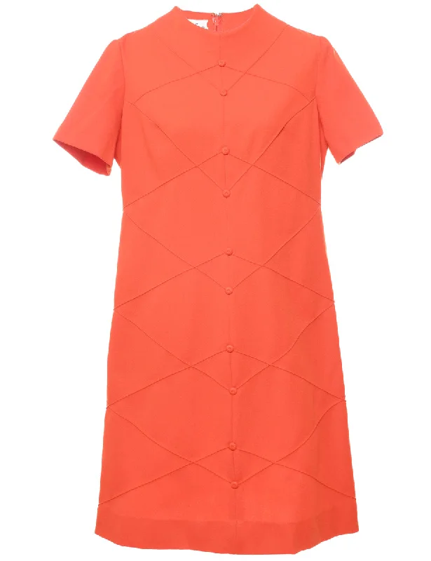 Bargain Alert Short Sleeve Red Dress - L