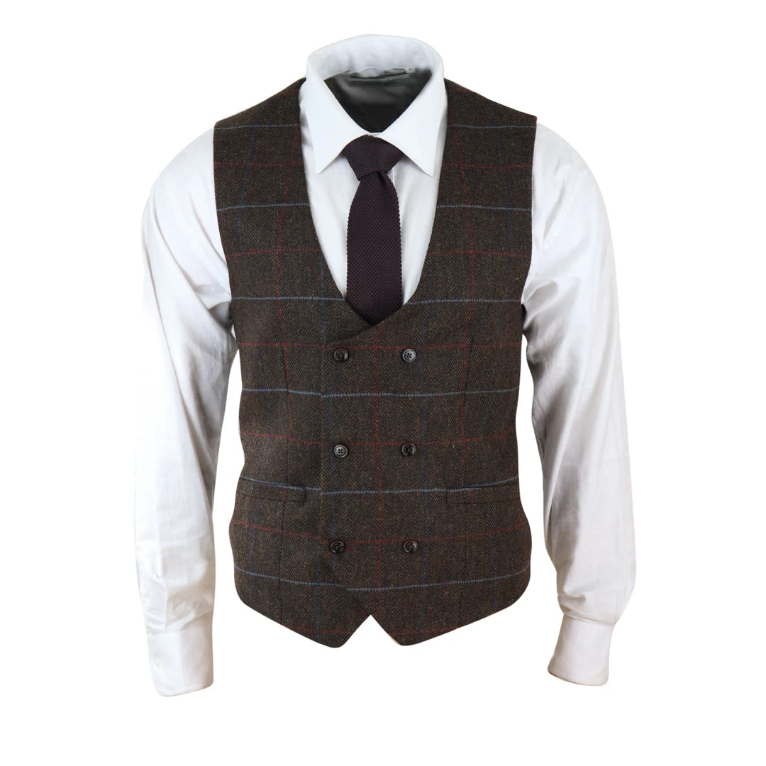 Weekend Bargains to Savor Men's Tweed Check Blinders Waistcoat Gilet Classic Herringbone