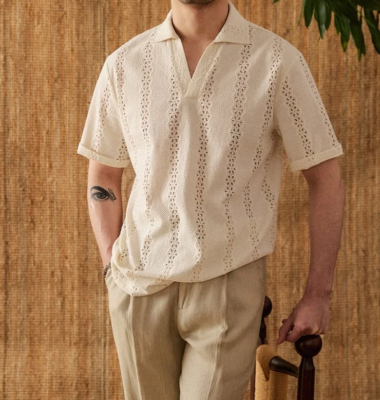 Weekend Specials to Celebrate Embroidered Cotton Knit Short Sleeve Polo Shirt