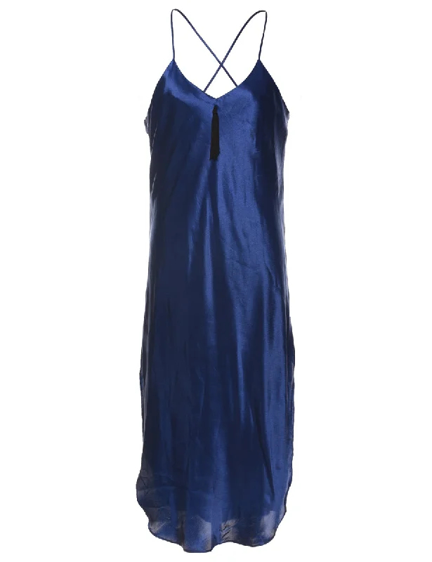 Weekend Savings Bonanza Shiny Navy Strappy Slip Dress - XL