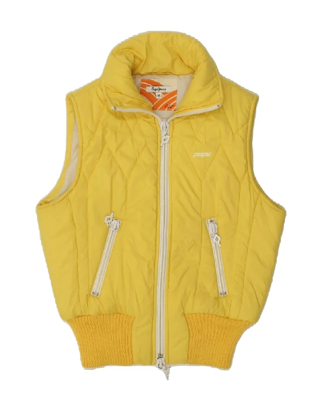 Weekend Specials to Delight PEPE JEANS Womens Padded Gilet UK 12 Medium Yellow