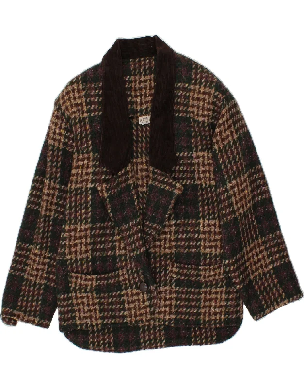 Great Bargain SABBIA Womens 1 Button Blazer Jacket UK 14 Large Brown Check