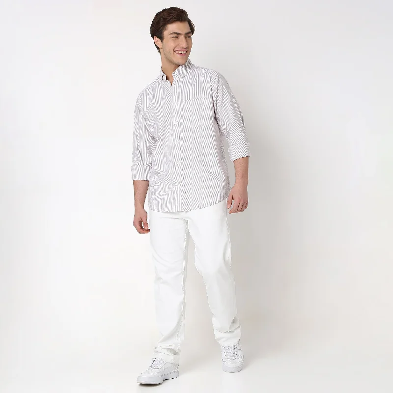 Great Deal Madison Oxford - 100% Cotton - Smart Stripes Uber Classic Regular Fit Shirt