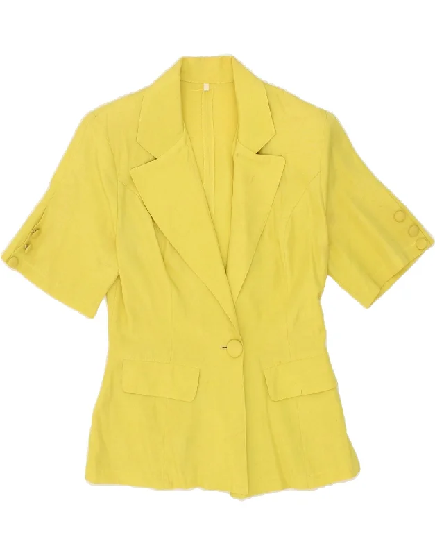 Sale Alert VINTAGE Womens 1 Button Short Sleeve Blazer Jacket UK 12 Medium Yellow