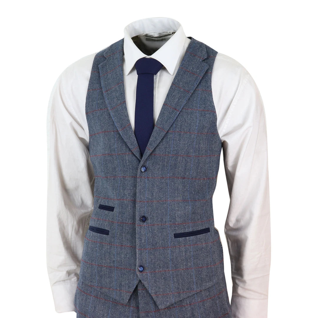 Weekend Bargains Just for You stz43 - Men's Tweed Blazer Waistcoat Trousers Check Wool Light Blue 1920s Classic Weekend Bargains Just for You stz43 - Men's Tweed Blazer Waistcoat Trousers Check Wool Light Blue 1920s Classic