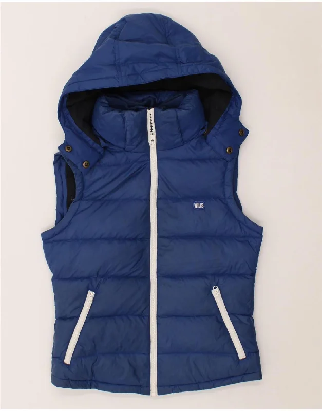 Massive Savings JACK WILLS Womens Hooded Padded Gilet UK 8 Small Blue Nylon