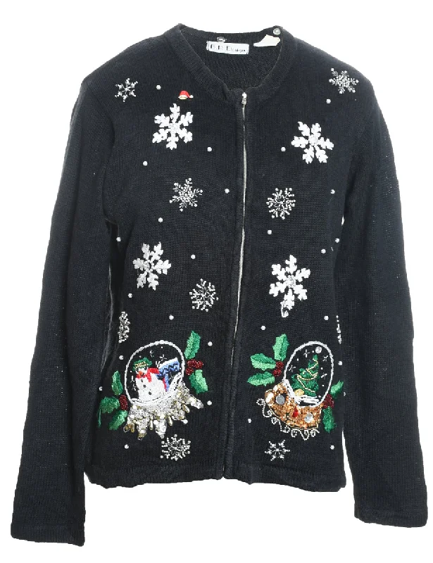 Super Deal Snowfall Design Christmas Cardigan - S