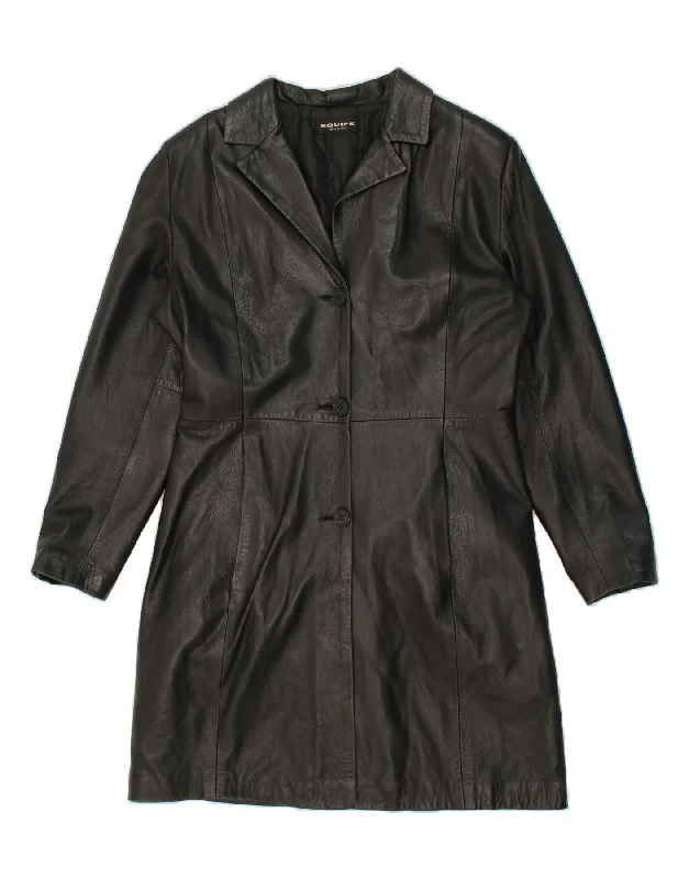 Weekend Extravaganza: Shop Now EQUIPE Womens Leather Coat IT 46 Large Black Leather