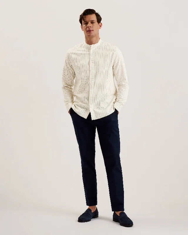 Weekend Offers That Dazzle Bastiun Ls Relaxed Grandad Collar Shirt Ecru
