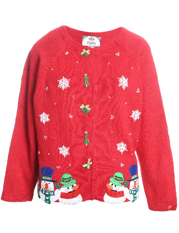 Weekend Bargains to Enjoy Snowman Christmas Cardigan - M