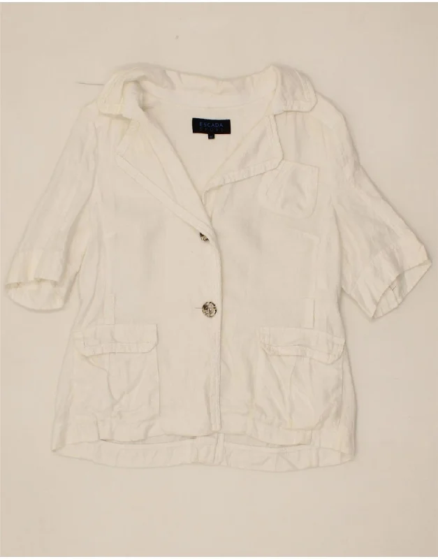 Weekend Specials to Indulge In ESCADA Womens 2 Button Short Sleeve Blazer Jacket IT 40 Small White Linen Weekend Specials to Indulge In ESCADA Womens 2 Button Short Sleeve Blazer Jacket IT 40 Small White Linen