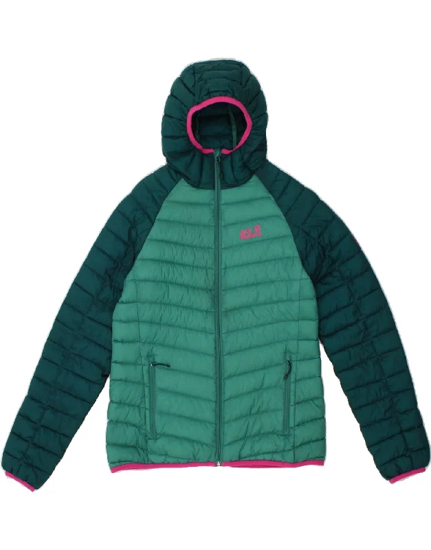 Shop and Save JACK WOLFSKIN Womens Hooded Padded Jacket UK 12/14 Medium Green