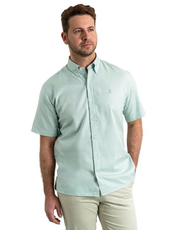 Weekend Bargains to Grab Green Cotton Oxford Short Sleeve Shirt