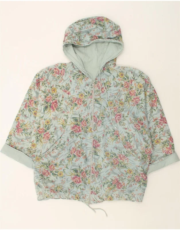 Weekend Discounts to Celebrate VINTAGE Womens Oversized Hooded Bomber Jacket UK 20 2XL Blue Floral Weekend Discounts to Celebrate VINTAGE Womens Oversized Hooded Bomber Jacket UK 20 2XL Blue Floral