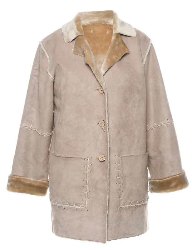Weekend Deals That Impress Single Breasted Shearling Lining Coat - M