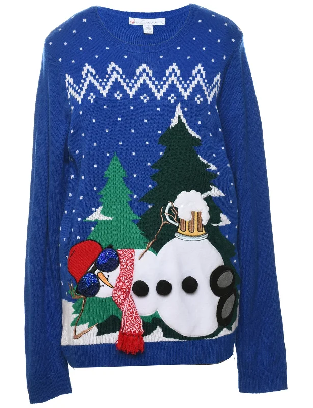 Pay Less Snowman Christmas Jumper - L