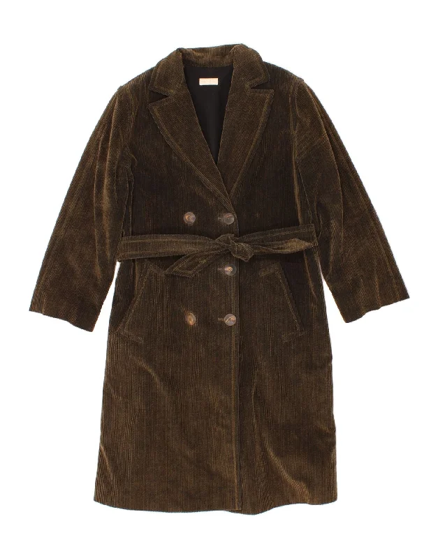 Overstock Clearance FERRETTI STUDIO Womens Double Breasted Corduroy Coat UK 10 Small Khaki
