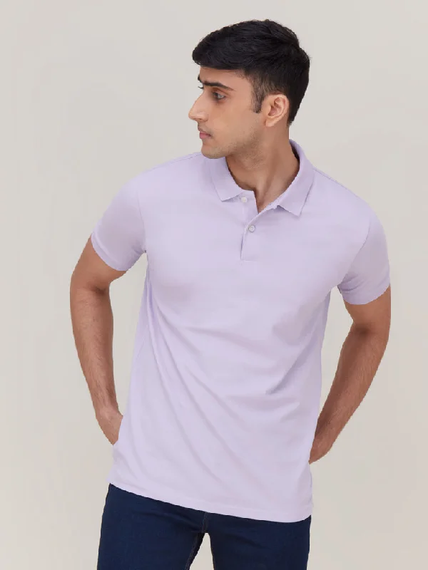 Fantastic Savings WES Casuals Lilac Cotton Blend Slim-Fit Polo T-Shirt