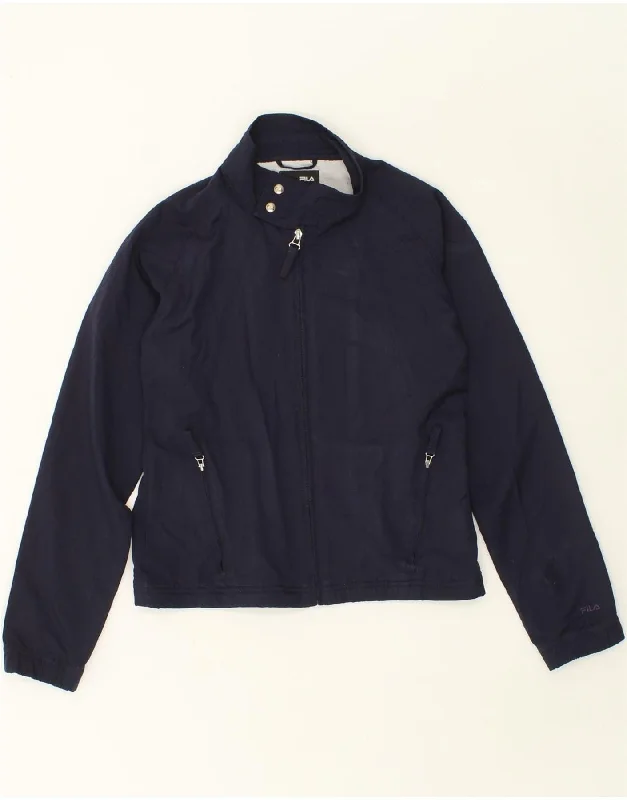 One-Day Only FILA Womens Bomber Jacket UK 8 Small Navy Blue