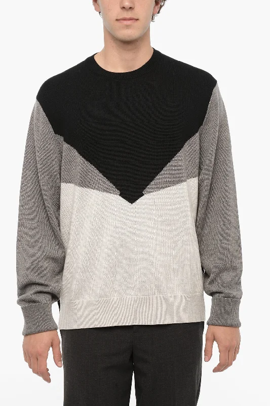 Weekend Offers That Thrill Neil Barrett Crew Neck MODERNIST Sweater with Color Block Design Weekend Offers That Thrill Neil Barrett Crew Neck MODERNIST Sweater with Color Block Design