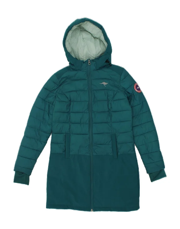 Fantastic Savings KANGAROOS Womens Hooded Padded Coat UK 12 Medium Turquoise Polyester