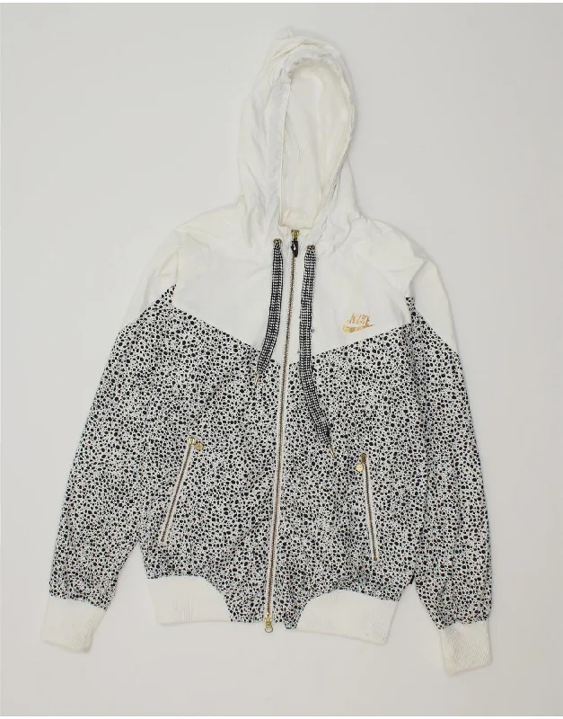 Weekend Discounts to Relish NIKE Womens Hooded Rain Jacket UK 8/10 Small White Spotted Polyester Weekend Discounts to Relish NIKE Womens Hooded Rain Jacket UK 8/10 Small White Spotted Polyester