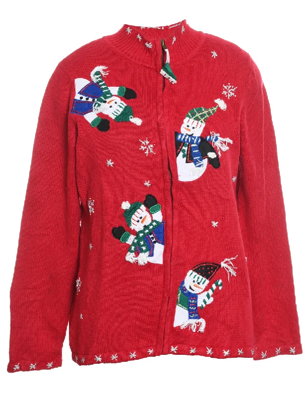 Weekend Savings Extravaganza Snowman Christmas Cardigan - M