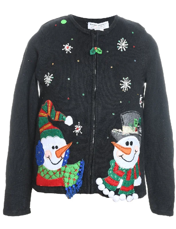 Cash Savings Snowman Christmas Cardigan - S