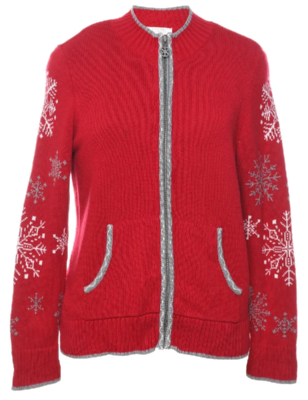 Steals and Deals Snowfall Design Christmas Cardigan - M