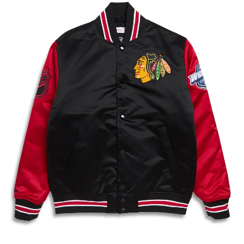 Sale Event Mitchell & Ness x NHL Primetime Blackhawks Satin Jacket - Black