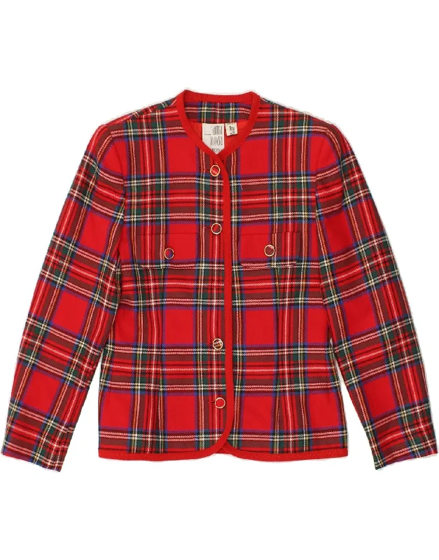 Weekend Deals to Brighten Your Day VINTAGE Womens 4 Button Blazer Jacket IT 44 Medium Red Check Virgin Wool Weekend Deals to Brighten Your Day VINTAGE Womens 4 Button Blazer Jacket IT 44 Medium Red Check Virgin Wool