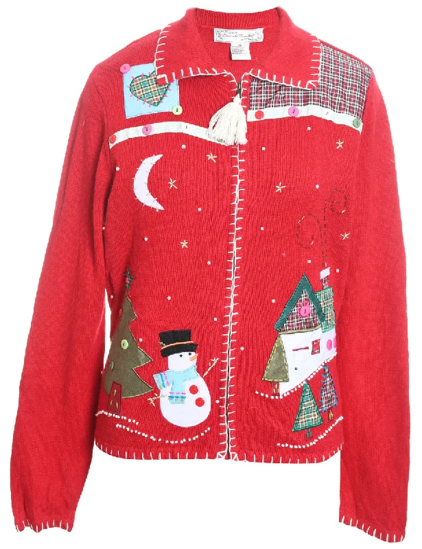 Weekend Offers That Thrill Snowman Christmas Cardigan - M