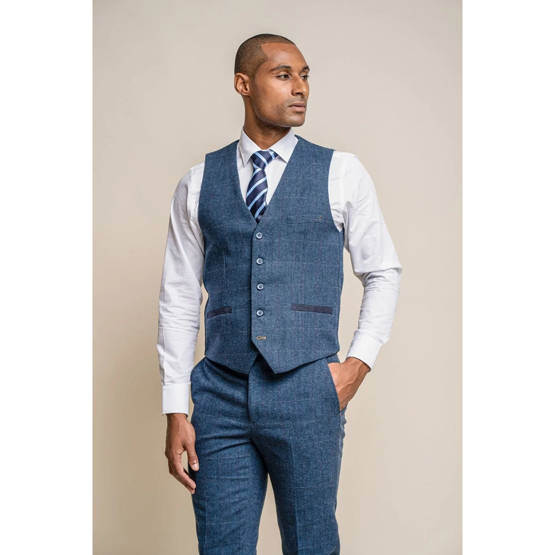 Weekend Shopping Made Better Carnegi - Men's Navy Check Tweed Waistcoat