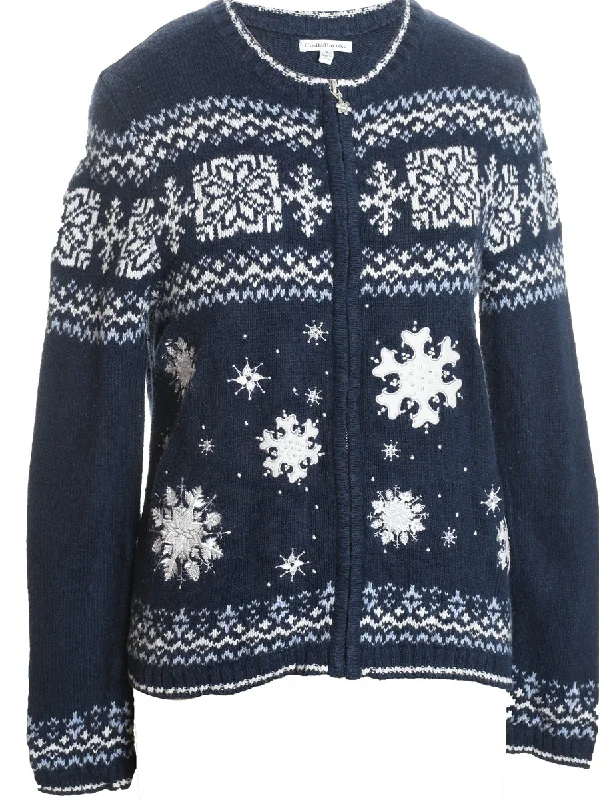 Year-End Sale Snowfall Design Nordic Cardigan - S