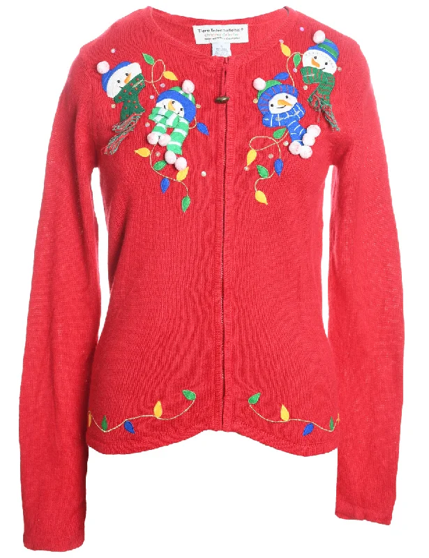 Discount Mania Snowman Christmas Cardigan - S