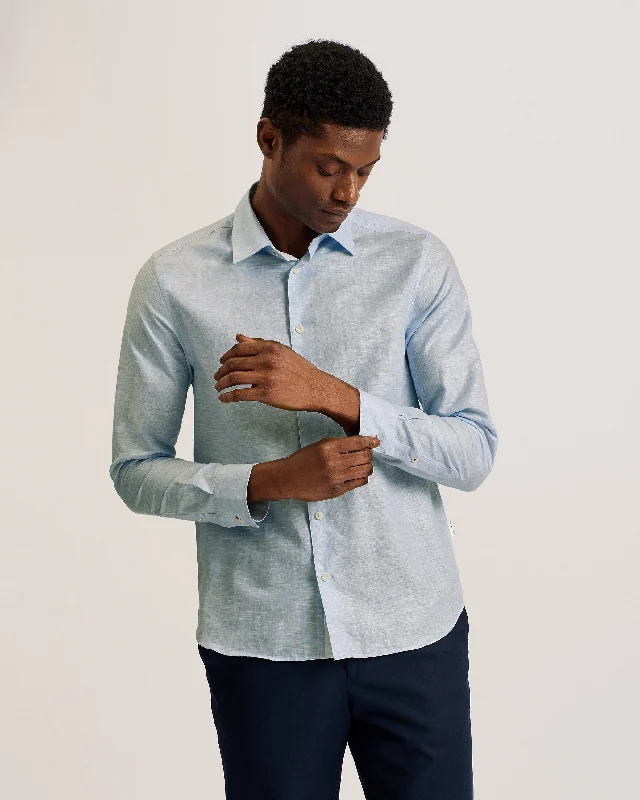 Deal of the Day Romeos Ls Linen Shirt Lt-Blue