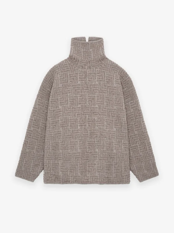 Weekend Discounts to Enjoy Wool Jacquard High Neck Sweater