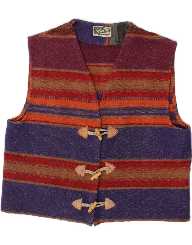 Weekend Offers That Tempt VINTAGE Womens Duffle Gilet UK 18 XL Multicoloured Striped Weekend Offers That Tempt VINTAGE Womens Duffle Gilet UK 18 XL Multicoloured Striped
