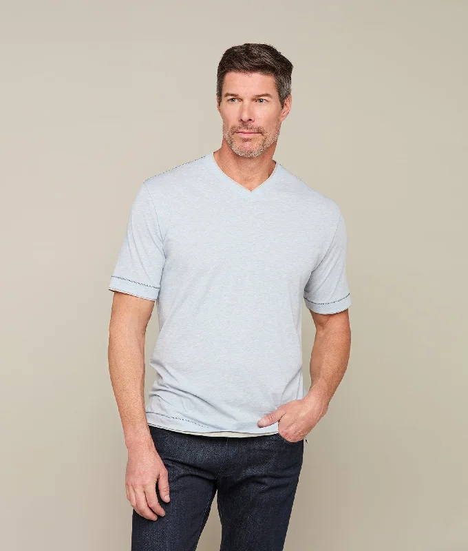 Act Fast Lucchese Pima Cotton V-Neck :: Light Blue