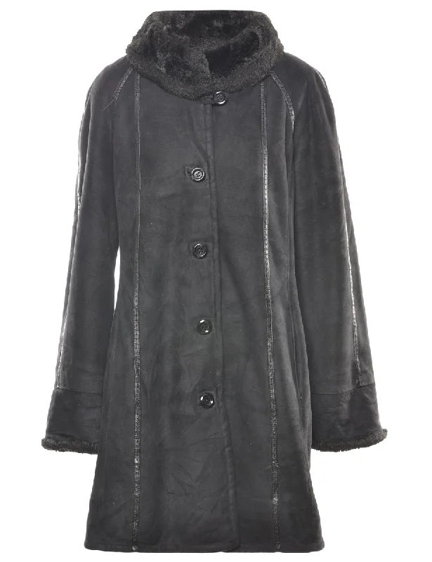 Weekend-Only Price Drops Single Breasted Faux Fur Lining Coat - L