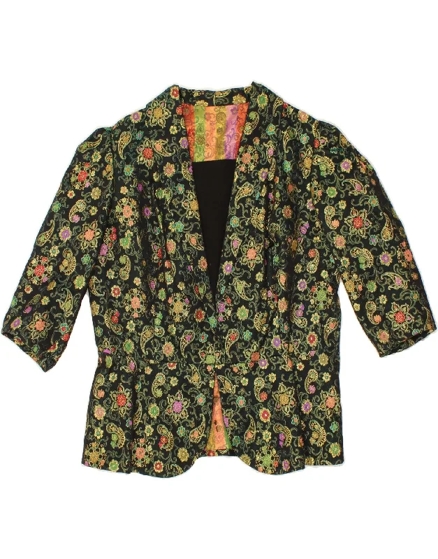 Top Pick VINTAGE Womens Short Sleeve Blazer Jacket UK 16 Large Green Paisley