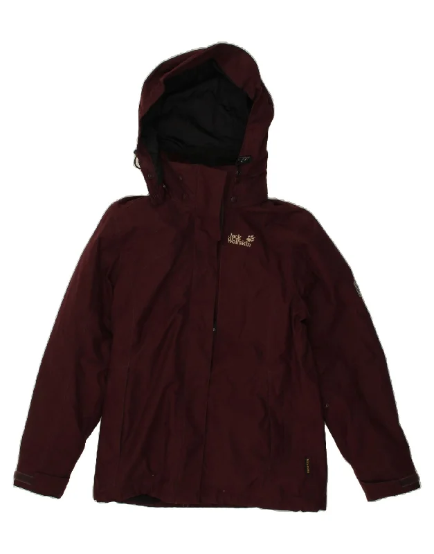 New Arrival JACK WOLFSKIN Womens Hooded Windbreaker Jacket UK 10 Small  Burgundy