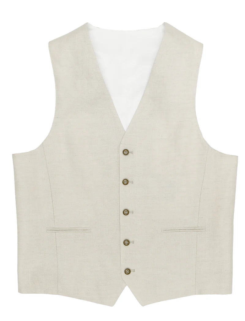 Shop the Weekend Away Routleys R Sand Linen Waistcoat