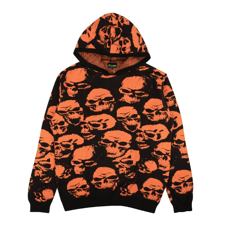Sale Alert Psychworld Knit Skull Hoodie - Orange