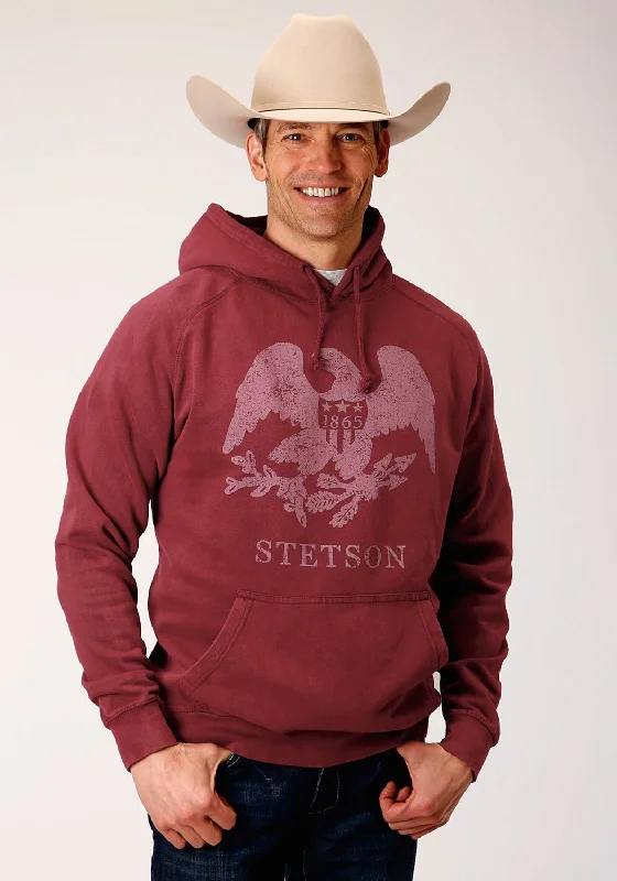 Weekend Deals That Wow Stetson Mens Wine 100% Cotton Eagle Logo Hoodie
